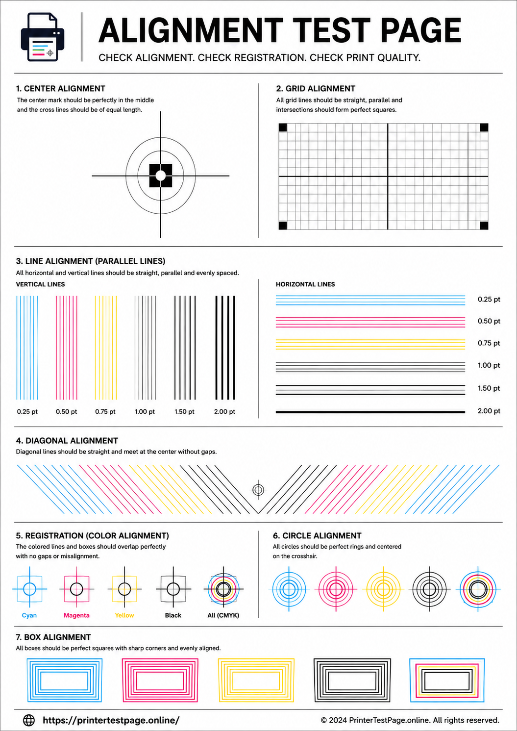 Alignment test page preview